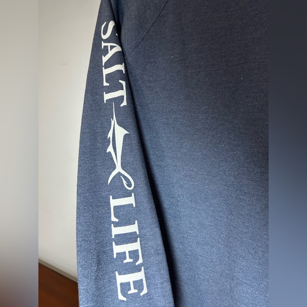 Salt Life Women’s Small Heather Blue Crewneck Sweatshirt Long Sleeve Graphic - Picture 6 of 7
